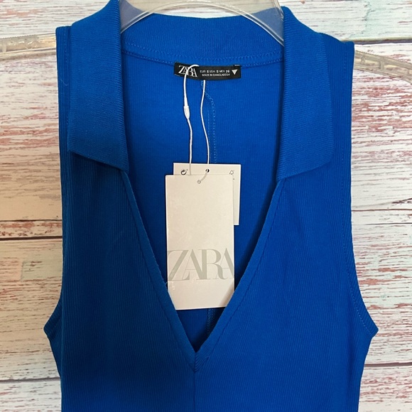NWT Zara Mini Dress Royal Blue Size Small Stretchy - Picture 3 of 8